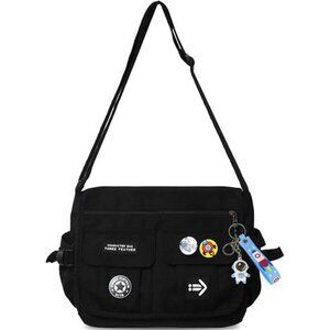 Black crossbody messenger bag waterproof nylon shoulder handbag travel purse